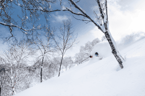 Drew Jolowizc, deep turns in the Nozawa sidecountry. Photo; Dylan Robinson