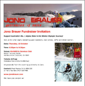 Jono Brauer - 2010 Olympic Athlete Fundraiser