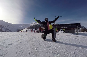 Guy Attaches Ski-Blades to his Body and Shreds Downhill - Video