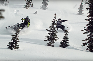 Travis Rice vs. Snowmobile, Filmed by Brainfarm - Video