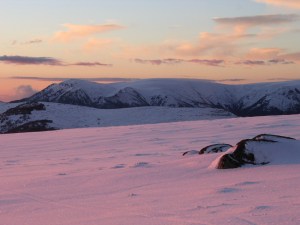 The steeper slopes on the edge of the high country,