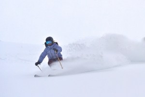 Bella Hackworth hooking into some prime Hotham pow on Sat, July 7. Photo: Chris Hocking