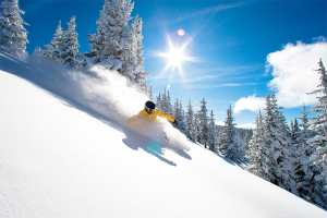 A classic powder day in the aptly named Blue Ski basin at Vail. Awesome. Photo: Vail Resorts