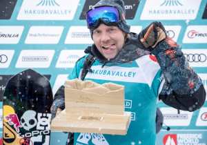 Travis Rice after last year's win in Hakuba. Photo: FWT