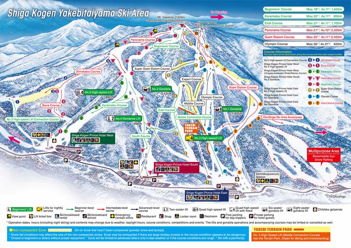 Shiga Kogen Lift Map