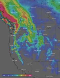 10-day snow accumulations. Source: windy.com