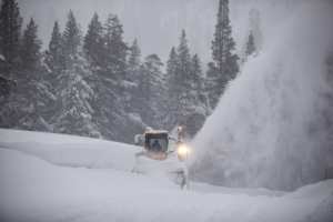 Road clearing at Alpine Meadow this morning and another 1.5 metres forecast by the weekend. Photo: Squaw valley Alpine Meadows