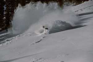 It has been a big week for snow in California's Sierras and there is more to come. Bernie Rosow making the most of 60cm of fresh snow on Jan 7. Photo: Peter Morning 