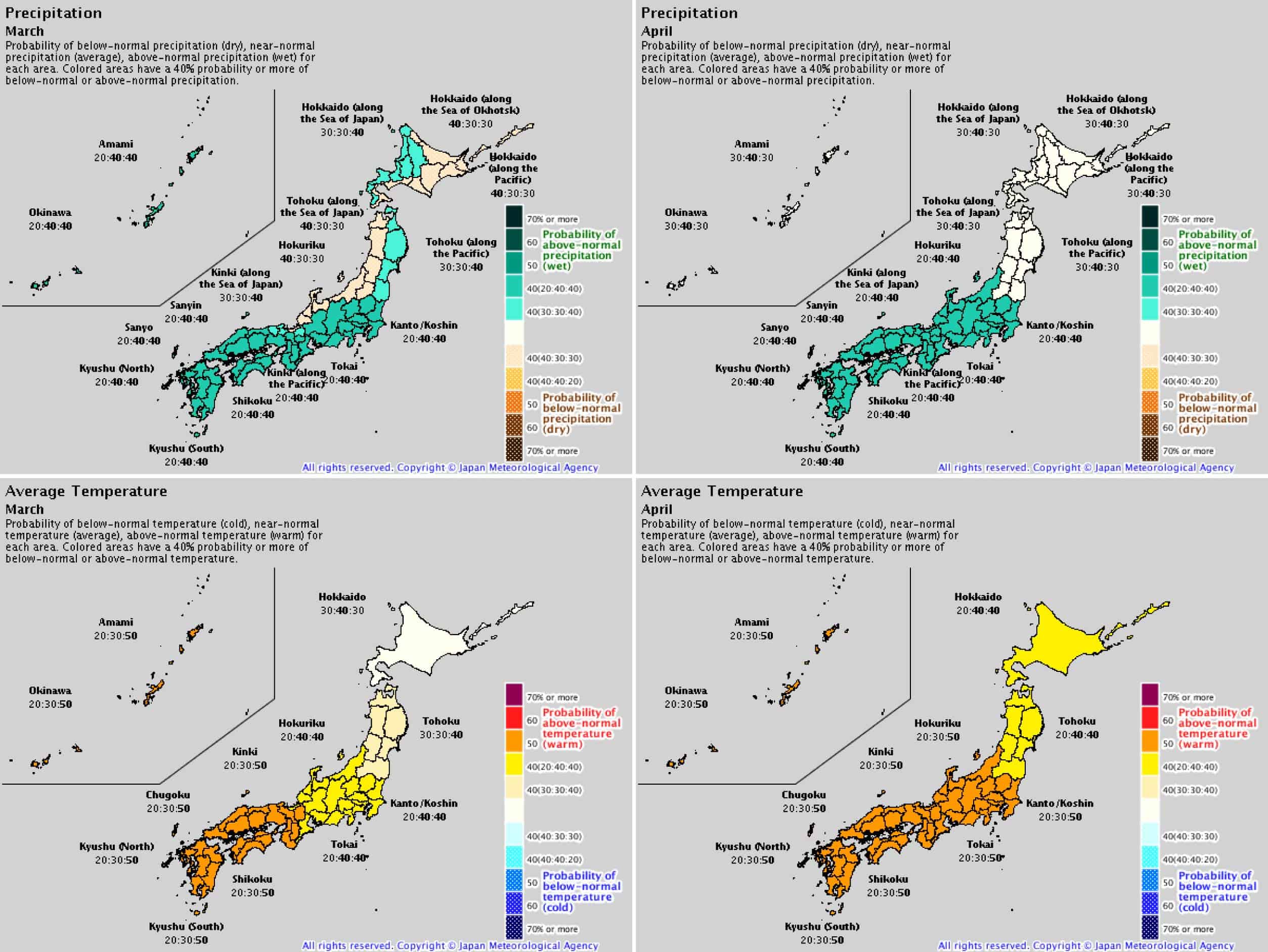 JMA Forecast for the end of the japan ski season 2019