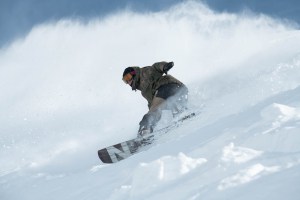 Nate Johnstone, ripping in the Search Series Pow Pow jacket and bib pants. Photo: Dan Warbrick