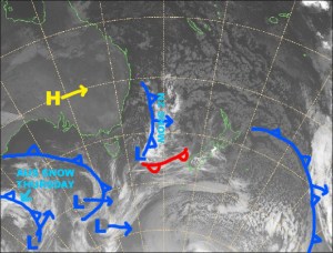 Grasshopper's forecast map on July 9. The storm we'd been waiting for is on its way.
