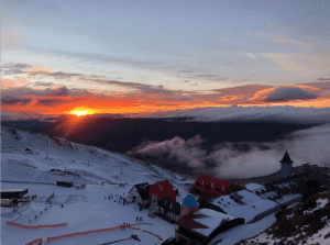 Sunrise over Cardrona - but dodgy weather on the way.
