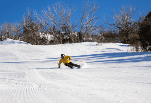 Thredbo's is renowned for its manicured on-piste runs, including the leg burning top to bottom Supertrail. Photo: Thredbo