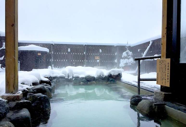 The Hakuba Ryujin onsen is perfect when it's snowing