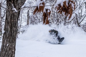 Toshiya Kasuga, powder shots in Niseko on Tuesday after 26cms overnight. Photo: Oyuki