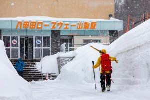 A record slow year in Hakkoda still sees 2-metre-high snowbanks. Photo:: Matt Wiseman