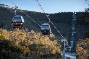 The new eight-person gondola gets you to the top in six minutes. Photo: Thredbo