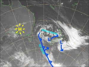 The Antarctic Express is on its way. Snow tomorrow (Tuesday) will be the first of several snowfall events over the next week or so. Source: NZ MetService (Vandalised by the Grasshopper)