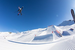 Margaux Hackett, in the Obsidian Big Air at Cardrona. Photo: Winter NZ Games/Neil Kerr