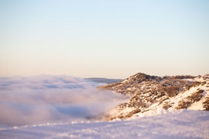 A thick bank of cloud sitting below 1800metres in Thredbo this morning. Photo: Jimmy Williams