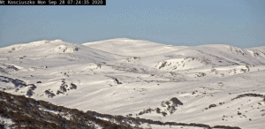 The view to Mt Kosi from Guthega this morning, looking good after a 45cms top up. 