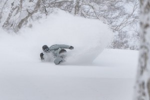 Evan Willcox, living the dream in Niseko this week. Photo: Toshi Pander