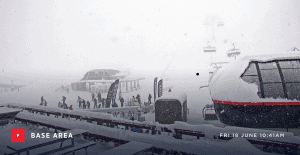 The base area at Mt Hutt this morning wiht 25cms of fresh snow. 