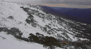 The clouds moving in at Thredbo this morning.It's going to be a wet day with rain expected top high elevations over the next 24 hours.