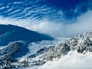 Pre-front clouds moving in at Mt Buller yesterday afternoon. Photo: Nick Reeves