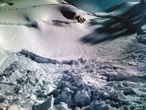 This area just outside Thredbo see a coupole of slab slides this each season. Photo: Tracey Creedon