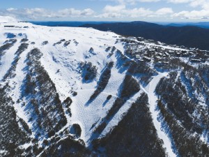 A great shot of Mt Buller yesterday with a bumped out Bull Run and plenty of snow. With all Australian resorts closed, for this who live in the mountains it's case of earn your turns this weekend. Photo: Tony Harrington