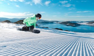 Carving the corduroy with a view in Falls Creek