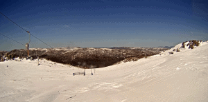 T-bars swinging in the wind in an empty Thredbo today.