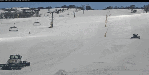 The groomers on Front valley this afternoon preparing for the re-opening.