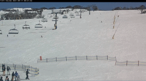 A peel out on Perisher's Front Valley this morning, the resort has six lifts open today