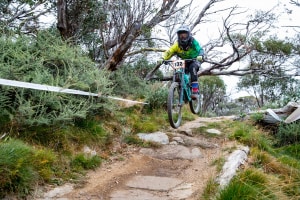 A competitor in the 2019 all mountain  event at the Australian Inter Schools.Photo: Thredbo