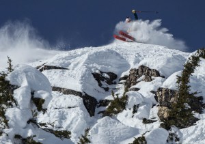 2022 FWT Rookie Lily Bradley from Palisades Tahoe dropping into her winning run at Kicking Horse. Photo: Daher/FWT