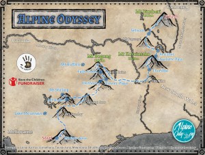 The 600km trek starts in Mt Baw Baw and Huw hopes it will take 50 days.. Image: Made with Incarnate.com