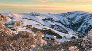 Mt Hotham at sunrise today, looking beautiful after 40cms of snow. Photo: Hotham Alpine Redort