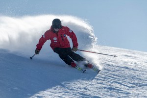 While the NSW resorts hasher had four days of fog and drizzle, Mt Buler has been enjoying sunny conditions on a firm snow pack. Photo: Tony Harrington