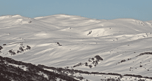 The view to Mt Kosciuszko and surrounding backintry from Perisher's snowcam this morning.