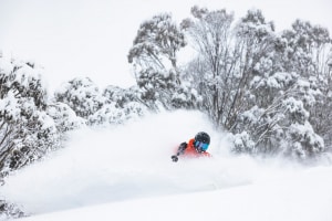 Drew Jolowicz deep in Hotham on August 23rd, one of the best days of the season. Photo: Dylan Robinson 