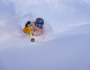 Aime Engerbretson during an awesome day at Palisades Tahoe earlier this week. The resort has received 2.7 metres so far this December! Photo: Jeff Engerbretson