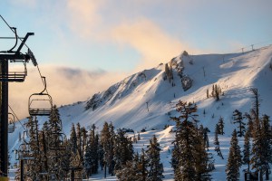 Palisades Tahoe under a blanket of fresh snow yesterday after 45cms in 48 hours. It is about toe get a lot more with heavy snow in the forecast for the Sierras. Photo: Palisades Tahoe