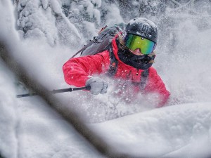 Anna Segal making the most if the fresh snow in Whstler's trees this week. Photo: Jeff Thomas Creative of the season mid w