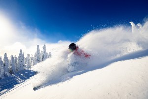 Blue sky and a fresh top up in Big White last week. There's snow in the forecast this weekend. Photo: Geoff Holmn Photography