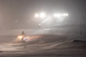 Pre-dawn preparation on Perisher's Front Valley which opened today, Photo: Perisher