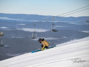 Hannes Grimus, speed to burn at Buller yesterday. Photo: Tony Harrington