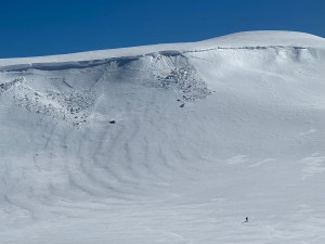 Boen Ferguson skinning under Kosci Cornice on Monday