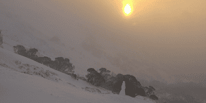 The weathr closing in at Thredbo this morning. Photo: Thredbo snow cams